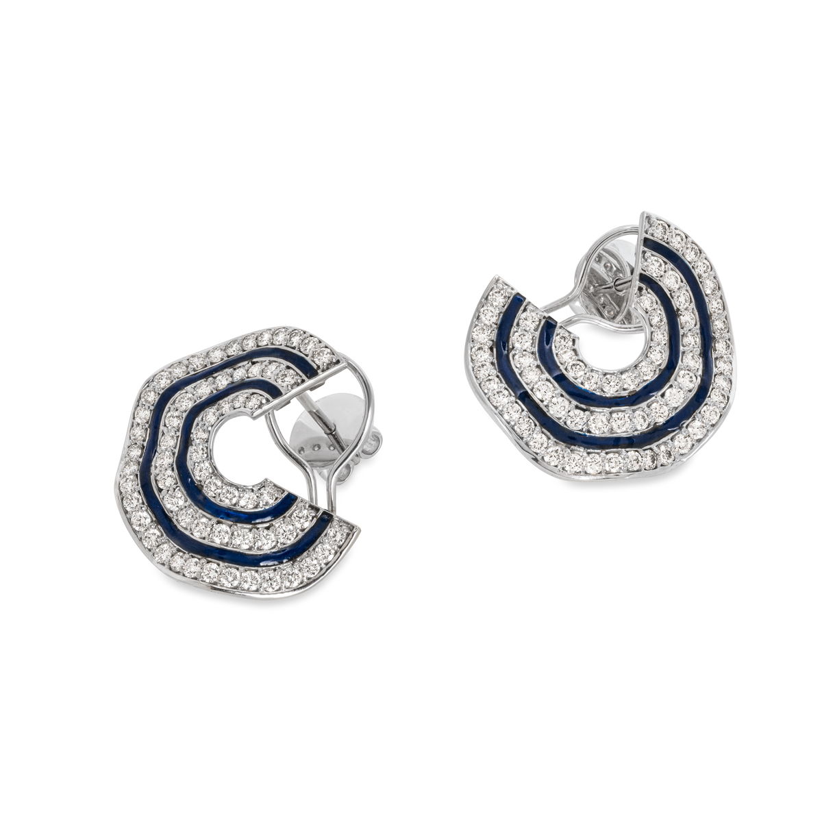 White Gold Diamond and Enamel Earrings 3.28ct
